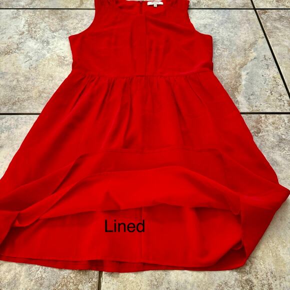 Madewell Red Silk Sleeveless Knee Length Dress 6 Holiday Cocktail Valentines - Picture 9 of 11